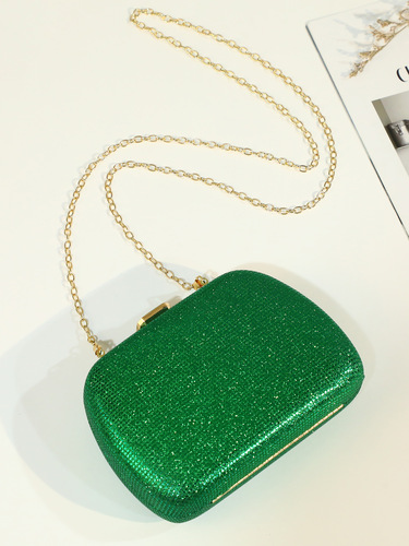 Leather Crossbody Bag for Evening Party, Simple Solid Color Chain Strap Portable Shoulder Bag, Wholesale Party Storage Handbag