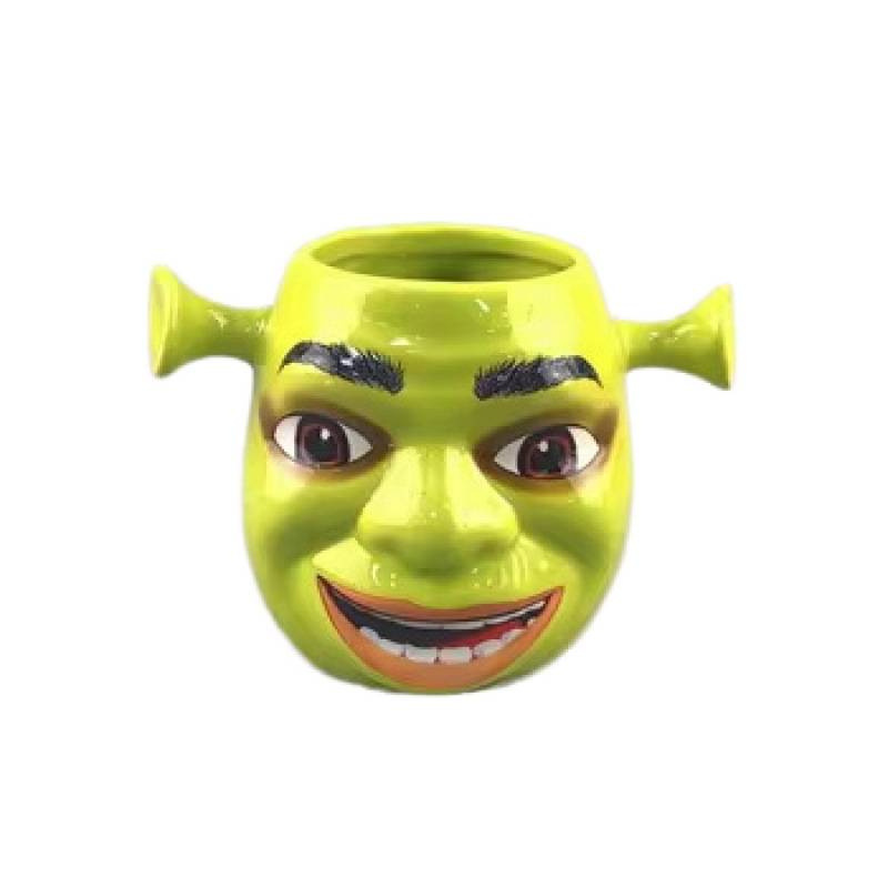 Halloween fiesta de baile tazas de cerámica Shrek tazas máscaras animadas verdes adornos de cara completa hechos a mano