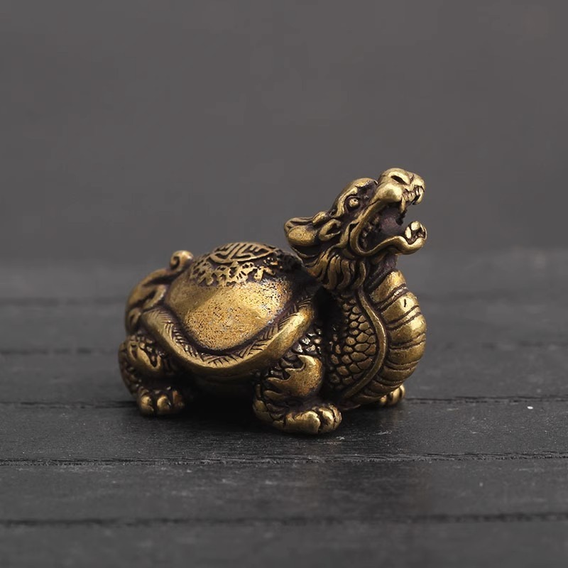 純銅のドラゴンタートルのおもちゃハンドルデスク富を引き寄せる小さな装飾品富を引き寄せる家の装飾工芸品ギフト|undefined