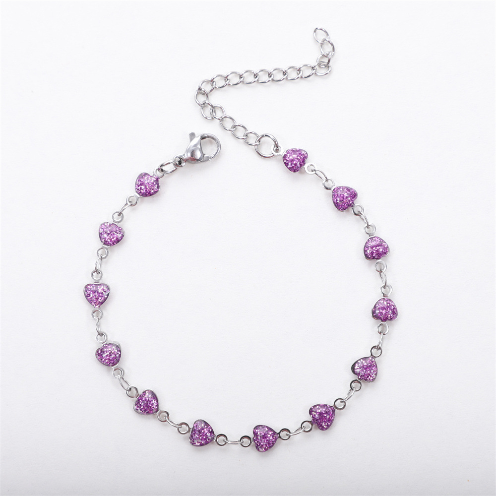 Heart Shape Pattern 1 Piece 304 Stainless Steel Cable Chain Bracelets Chain Sweet Heart Shape