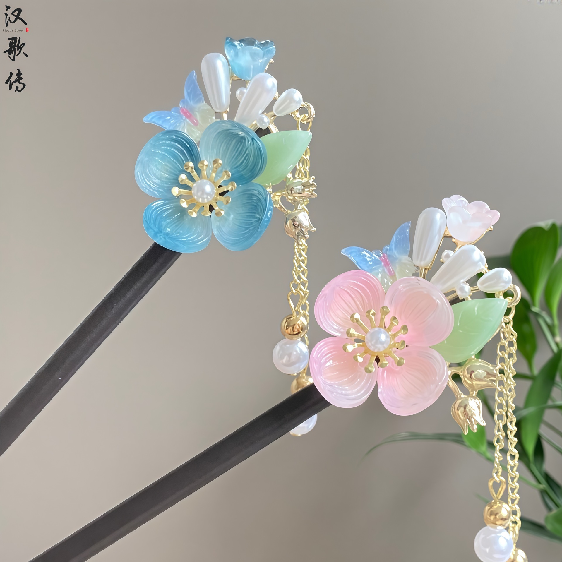 Ancient Style Flower and Butterfly Wooden Hairpin, New Chinese Style, High-End Daily Elegance, Hanfu Cheongsam Hairpin, Hair Accessories Wholesale