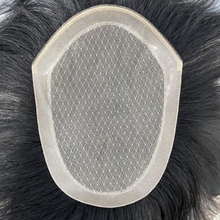Men's Wig 60 Net Real Hair Top Traceless Hair Repair Pieces Breathable Natural Cover Balding All-in-Hand Needle Wig for Men