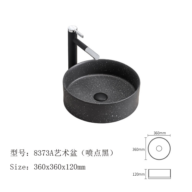 Ronda borde Delgado Cuenca del arte Mesa integrada lavabo de cerámica Hotel negro simple lavabo del baño