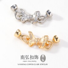 18k铜镀真金镶锆蝴蝶结项链扣保色高级感手链项链扣DIY饰品配件