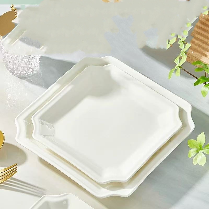 Monos platos mono platos de cerámica blanca pura platos cuadrados japoneses platos de platos fríos platos de bocadillos platos de pescado hervido platos de porcelana blanca