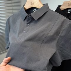 轻熟风拼接翻领polo衫男夏季韩系穿搭高级感休闲t恤潮牌男生短袖