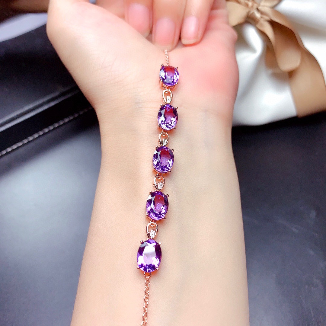 Amethyst Weibliche Nische Voll Diamant Ei Geformtes Armband display picture 3