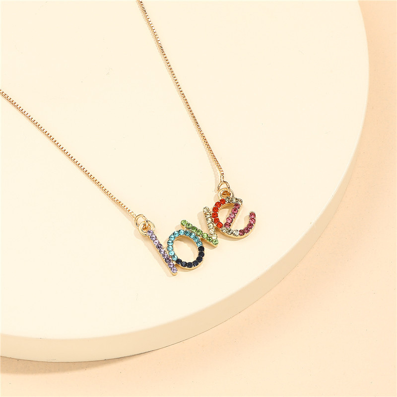 Fashion Love Alloy Inlay Rhinestones Kid's Necklace display picture 2