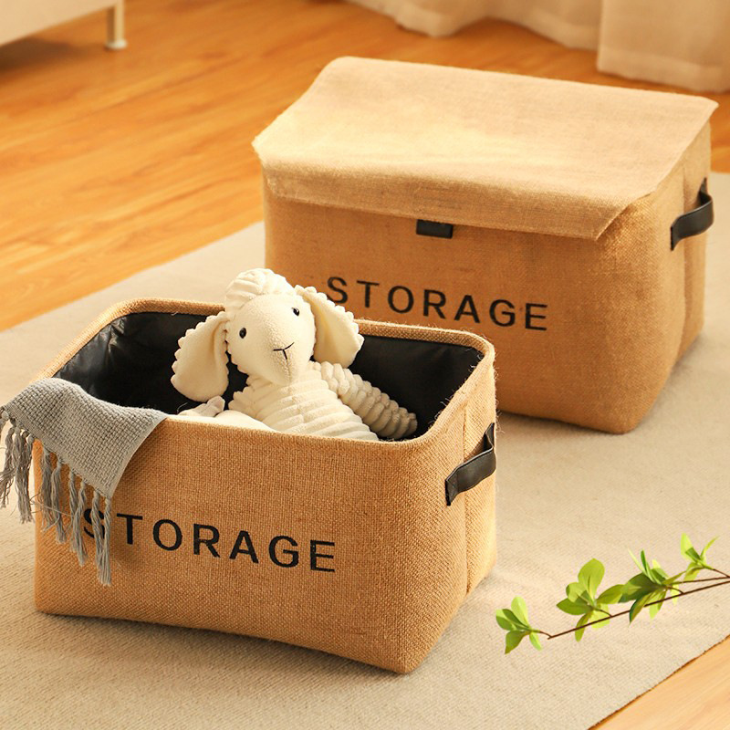 Cotton Simple Thickened Jute Storage Basket Multi-Functional Storage Box Home Wardrobe Clothes Toy Snack Storage Box