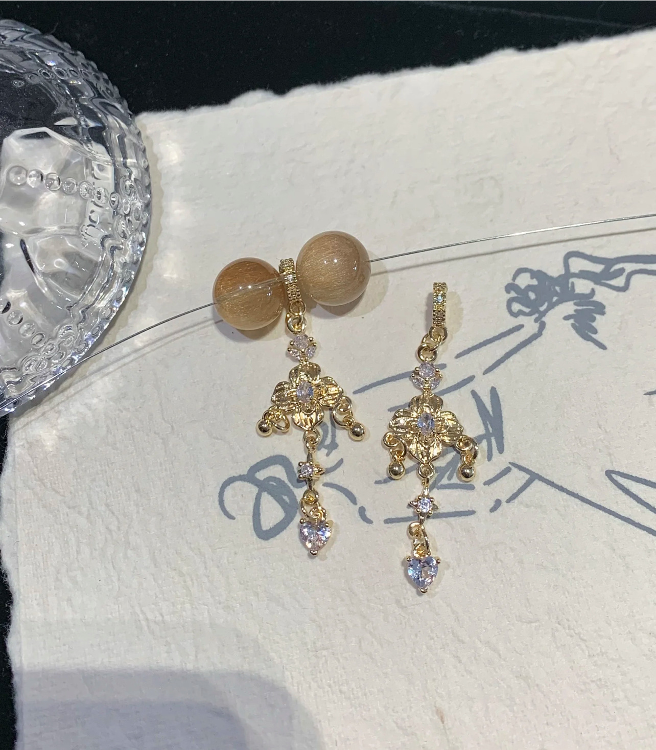 14K Gold-Plated Zircon Butterfly Tassel Spacer Beads Crystal DIY Bracelet Handmade Beaded Accessories Pendant