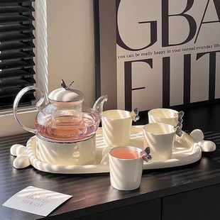 Light Luxury Ceramic High Temperature Resistant Glass Teapot Set Fruit Tea Set Health Candle Heated Afternoon Tea Cup Heat Resistant