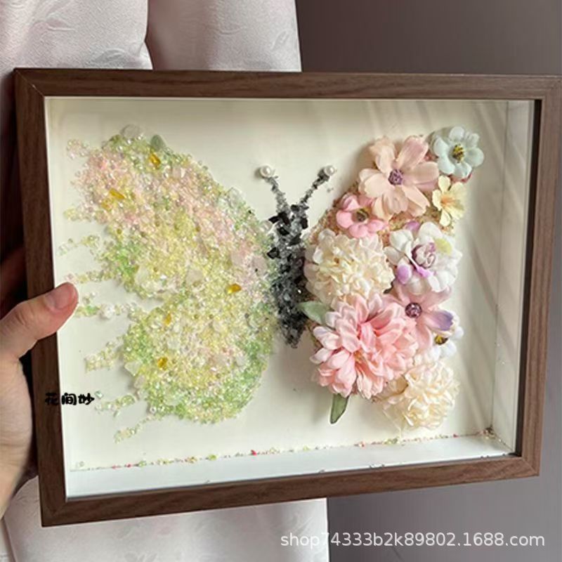 七夕创意永生碎钻蝴蝶相框摆件diy材料包手工制作生日礼物送朋友|undefined