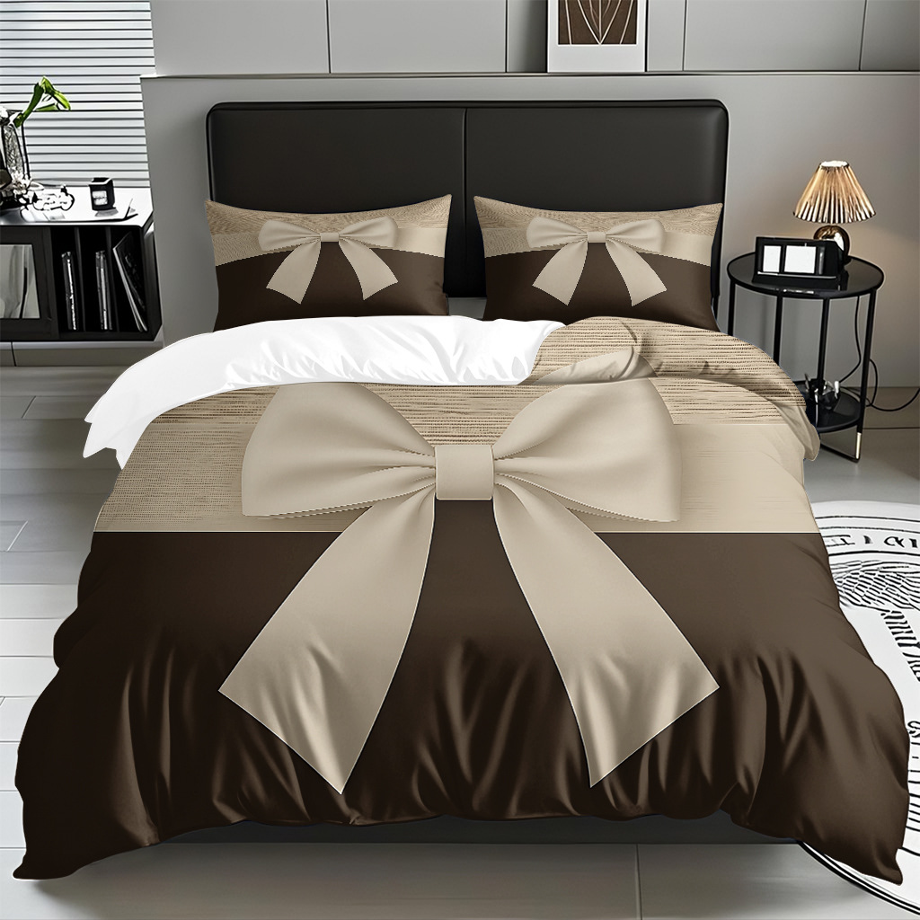 Ins Wind Pink Bow Digital Printed Colchón Set Pillow Cover Comercio electrónico transfronterizo preferido para adaptarse al modo JIT