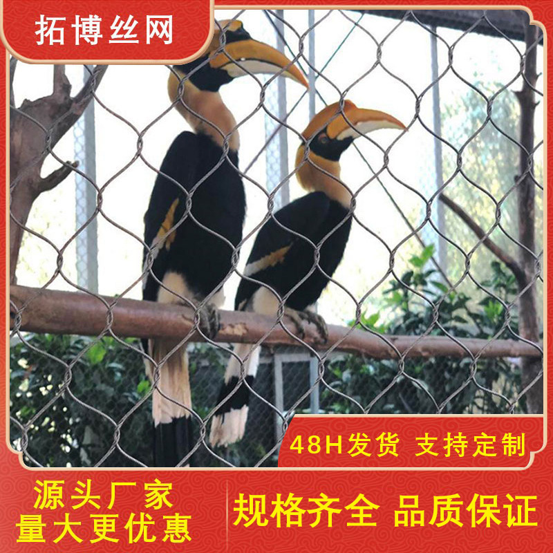 批发菱形孔不锈钢丝绳网鸟语林鹦鹉鸟舍钢丝绳网动物园鸟笼防护罩