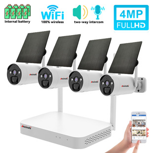 Wireless WIFI 5 0k Pixel 8 Channel NVR with 4 Ways WIFI Solar Battery Camera