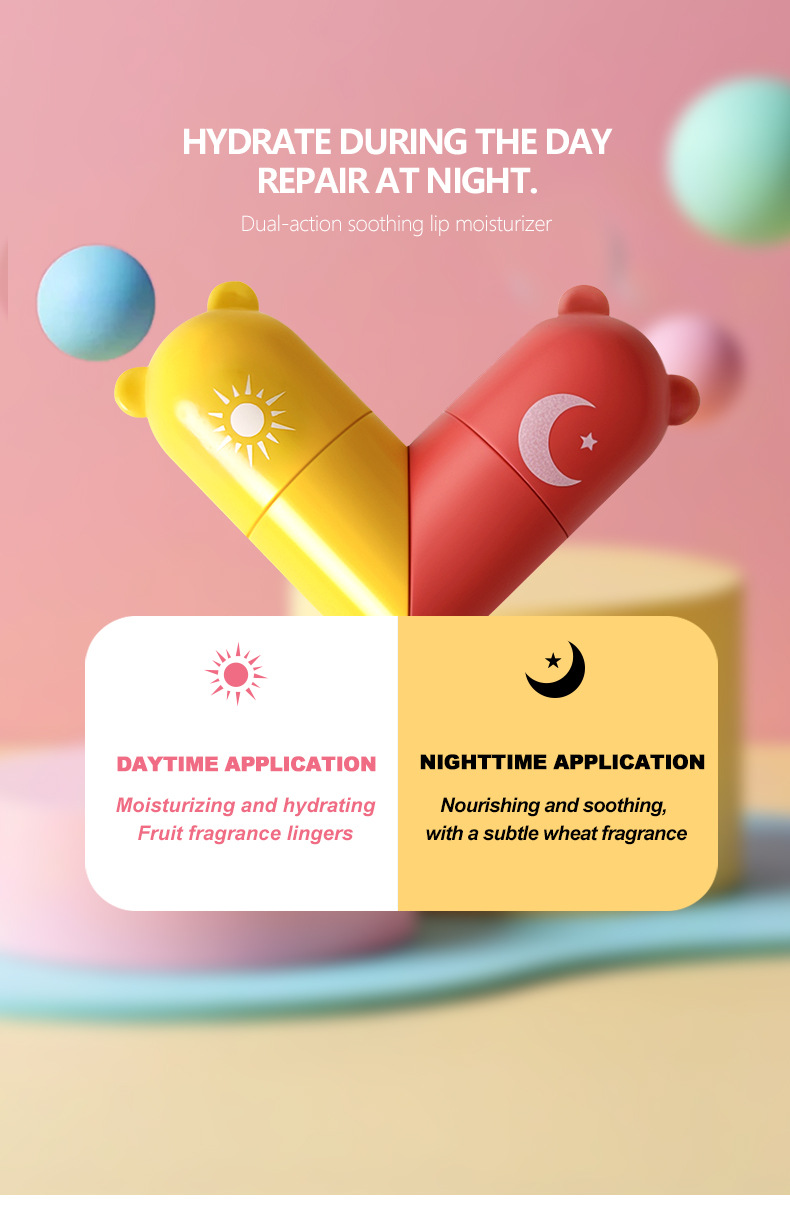 PCU Autumn/Winter Edition Heart-shaped Double-Head Moisturizing Lipstick, Heart-shaped Moisturizing Vaseline Anti-Cracking Healthy Children's Lipstick undefined