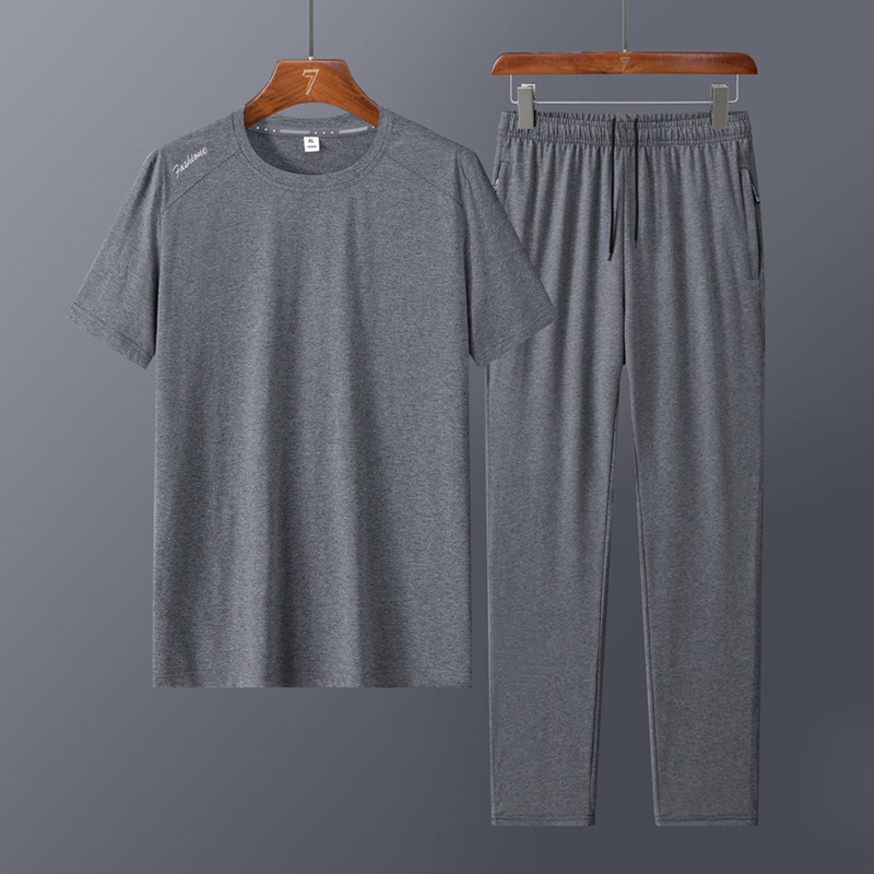 Trajes deportivos de algodón transfronterizos de mediana edad para hombres de verano delgado de mediana edad para padres de verano para correr ropa deportiva casual