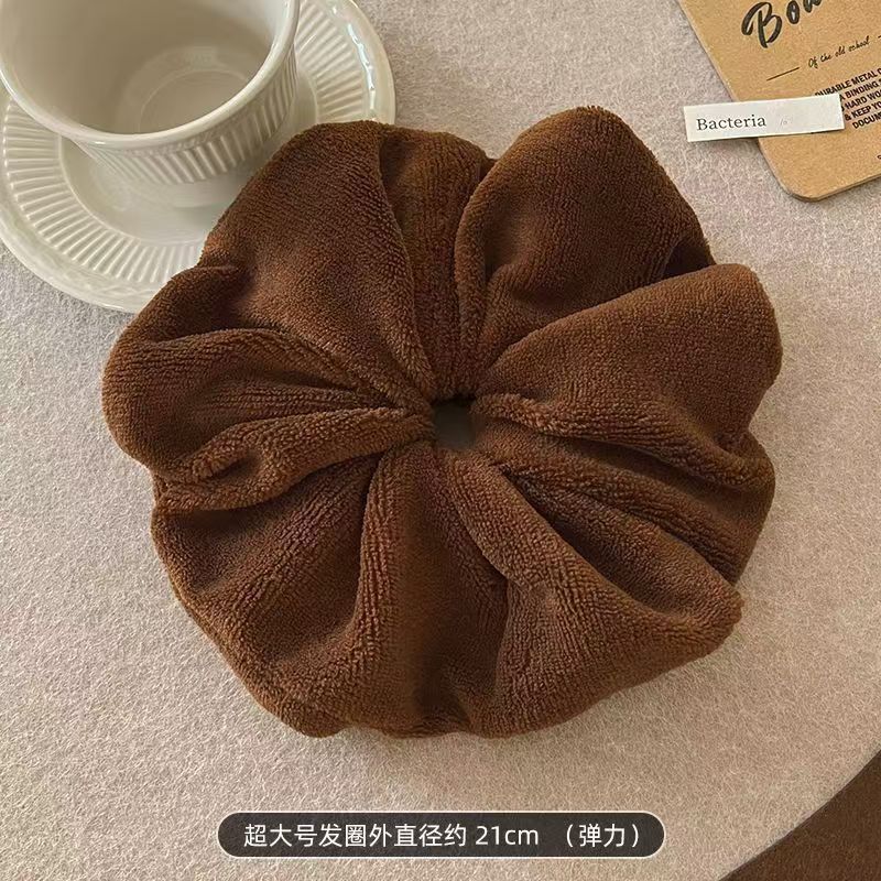 超大毛巾发圈干发大肠发圈女气质简约秋冬丸子头枕头毛绒头绳头饰|undefined