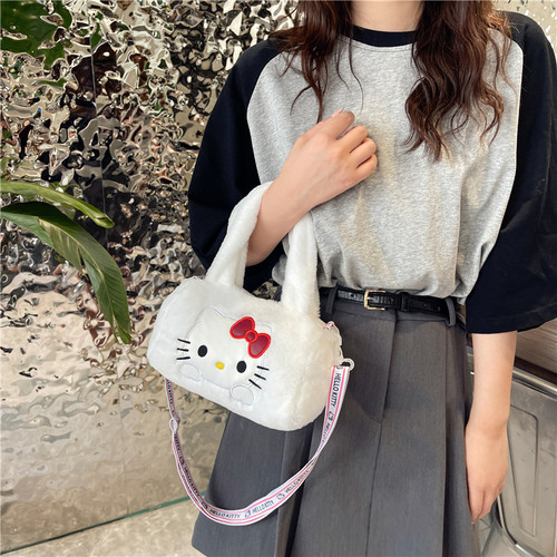 ins Japanese diagonal bucket bag street versatile soft cute girl portable cartoon bag cute doll machine women's bag
