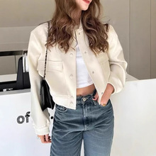 亚马逊 2024春秋新款欧美立领大口袋中性风女式夹克外套女夾克