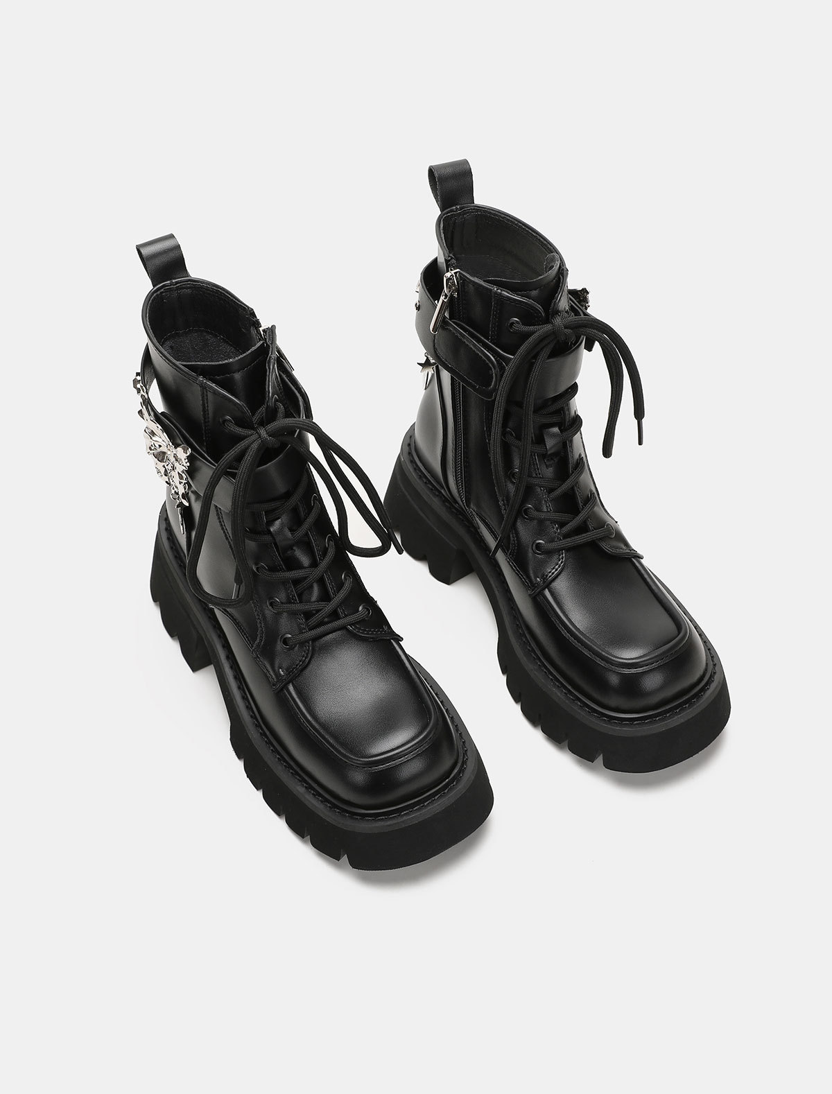 2024 Ősz/Tél Új Liquid Butterfly Martin Talpú Könnyű Knight Rövidnadrág Női Vastag Sarkú Farmer Bőr Csizma_voghion.com