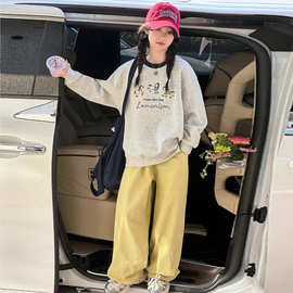 女童春款套装2026新款女孩大童韩系印花卫衣休闲裤春秋季两件套潮