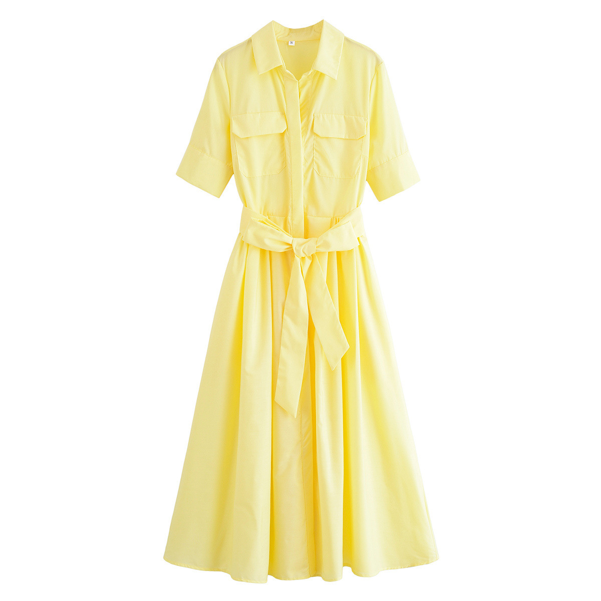 Women's Stylish Elegant Poplin Dress Summer New Arrival Short Sleeved Tie Waist Fashionable Clothing_ecoleips.com