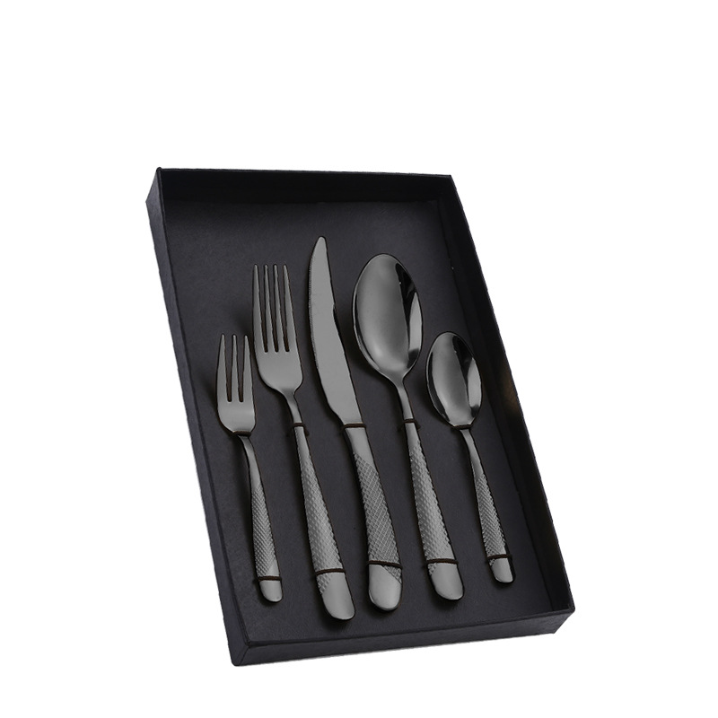 Amazon Tik Tok vajilla de acero inoxidable 4/5 piezas traje estrella diamante cuatro piezas principales caja de regalo cuchillo de comida occidental, tenedor y cuchara traje