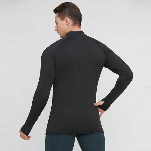 Spring and Autumn Men's High Collar Sports Fitness Wear Basketball Running Jacket Cross-border High Elastic Half-Zip Fitness Wear Long Sleeve