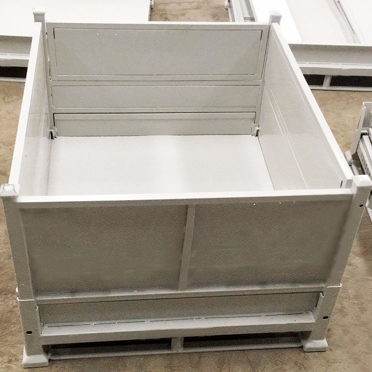 汽配周转箱 带门可堆垛折叠式周转箱底部和四周封铁板不带盖铁箱