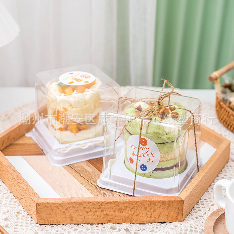 2寸3寸蛋糕包装盒千层慕斯迷你西点蛋糕卷大泡芙透明吸塑打包盒子