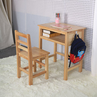 Solid Wood Installation-Free Student Desks and Chairs Training School Home Kidsren's Study Table Integrated Writing Desk Book P^