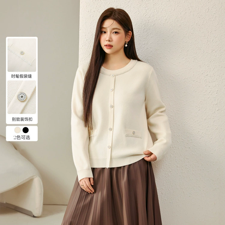 [Нежный элегантный] Тонкий и красивый женский универсальный пуловер больших размеров с круглым вырезом, трикотаж для полных мм, осенний стиль QJ3500