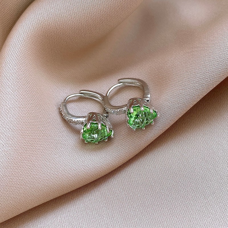 Temperamento de pendientes verdes pendientes ligeros lujosos de alto nivel sensación de pendientes zircon flores joyas geométricas al por mayor fábrica