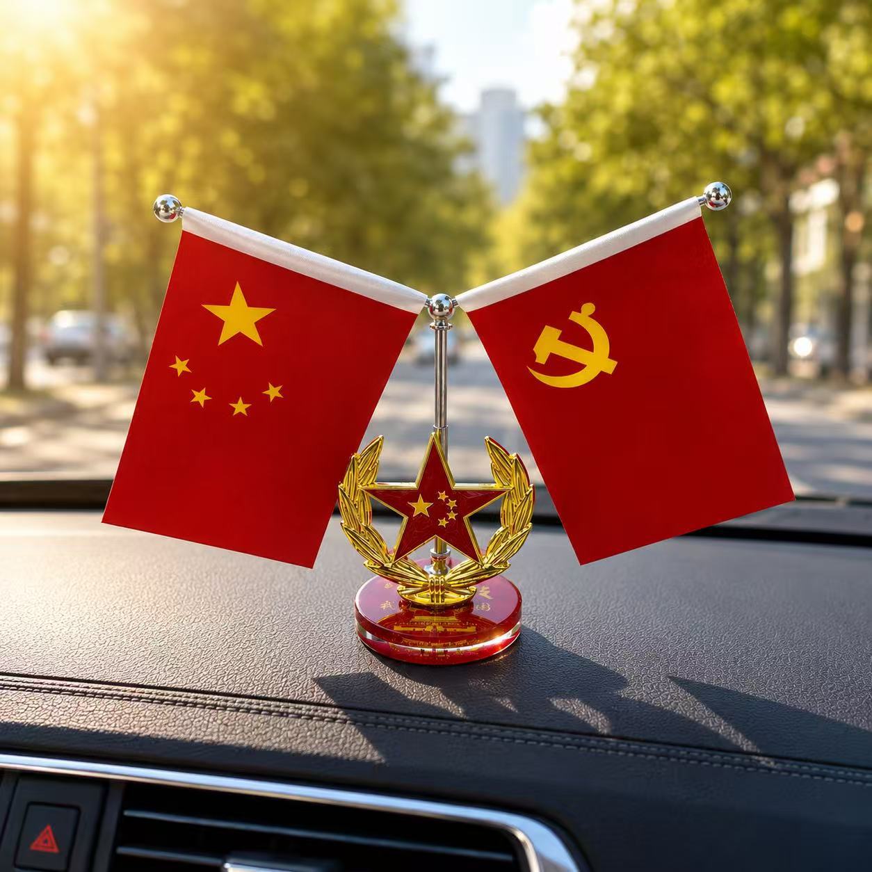 Patriotic red flag car decoration, red flag dashboard office decoration, office decoration, car red flag decoration