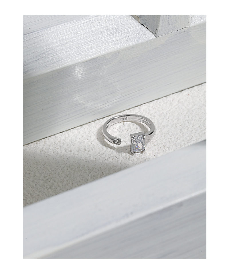 Fashion Square Sterling Silver Plating Inlay Artificial Gemstones Rings 1 Piece