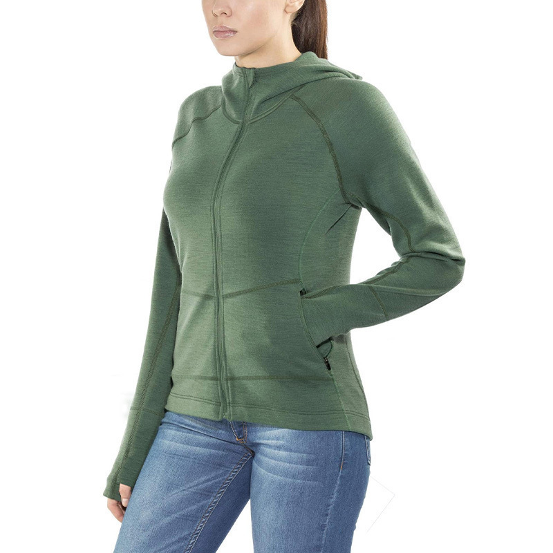 Merino Wool Quick-Drying Soft Shell Fleece Zipper Sweatshirt Women's Jacket Warm Merino Hiking Clothing Windproof and Warm