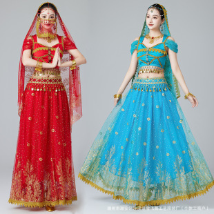 Halloween Princess Jasmine Western Dunhuang Costume Performance Costume Belly Dance Long Dress Exotic Costume suit