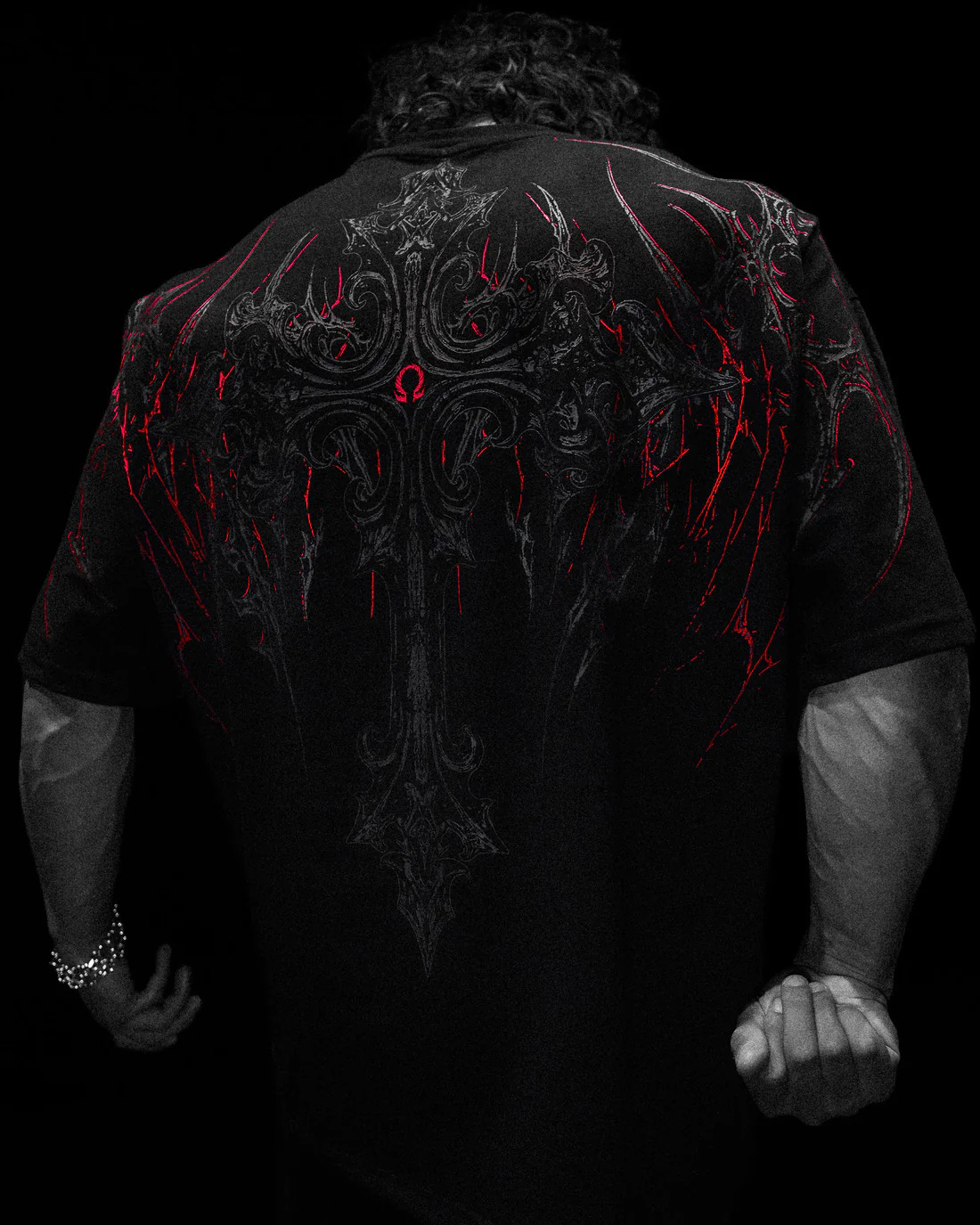 Breathedivinity Men's Oversized T-Shirt Dark Style American Trendy Brand Sports Casual Cotton Printed Short Sleeve 008_viptrois.com