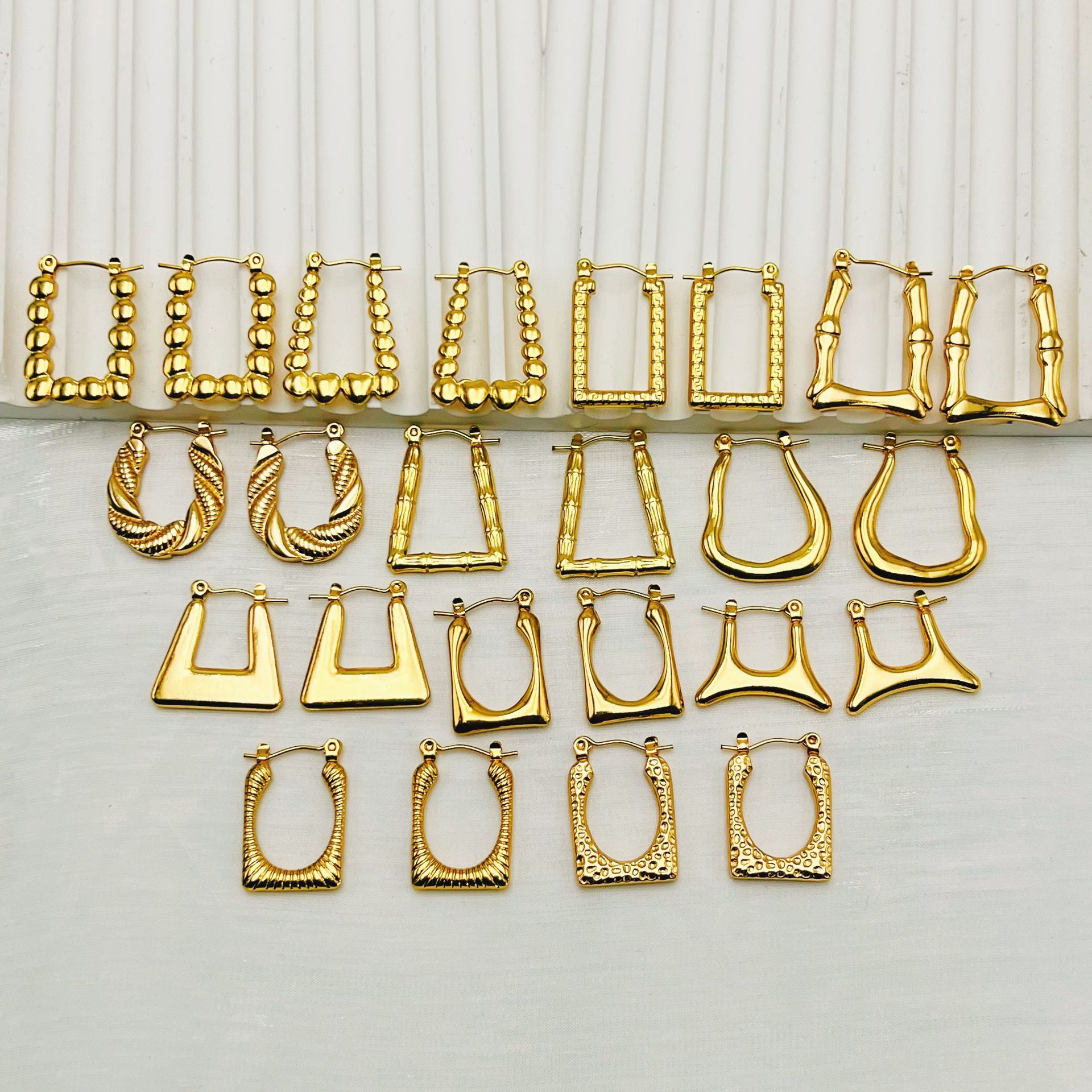 Amazon's Best-Selling Cross-Border Minimalist Irregular Stainless Steel Earrings That Do Not Fade, Extremely Simple Ear Clips with a Stylish and Unique Vibe