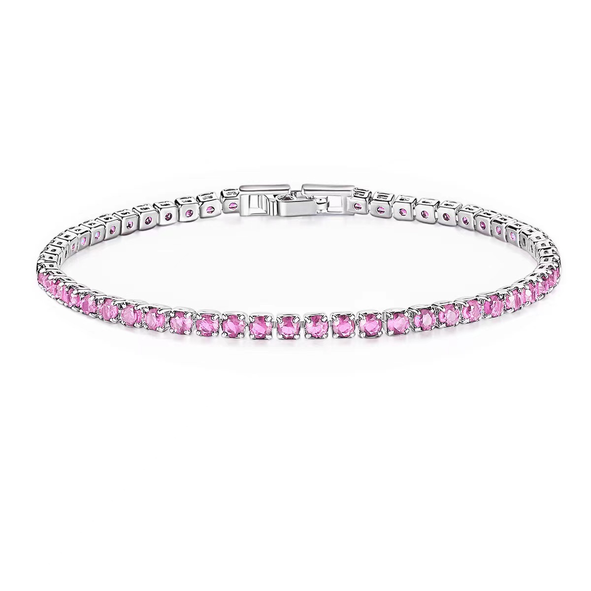 1 Piece Quantity Shiny Round Copper Inlay Zircon Tennis Bracelet