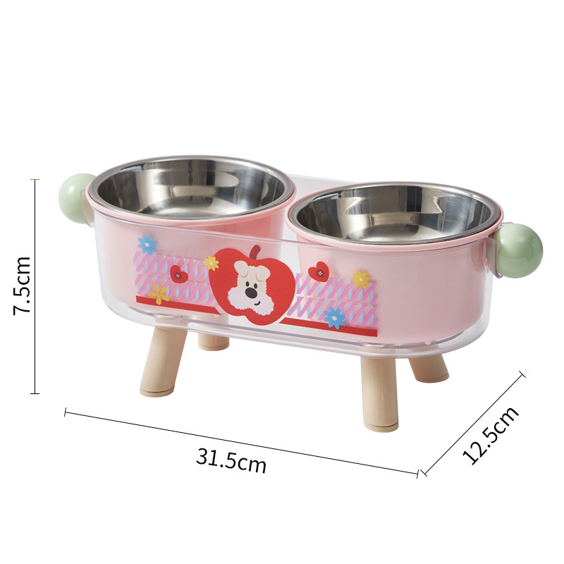 Tazón de mascotas de alto valor facial, alimentador de gatos antideslizante, antifolque, tazón de gato, tazón de acero inoxidable, tazón de perro de gran capacidad, tazón doble