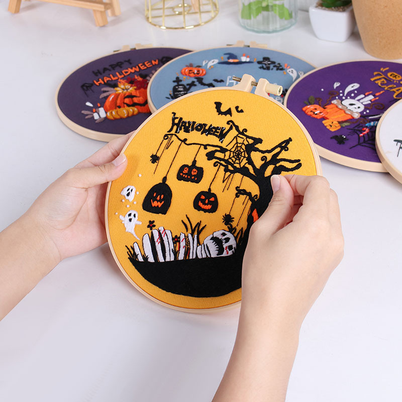 Nuevo producto 2024 feliz Halloween bordado amazon venta caliente bordado a mano bordado diy material paquete