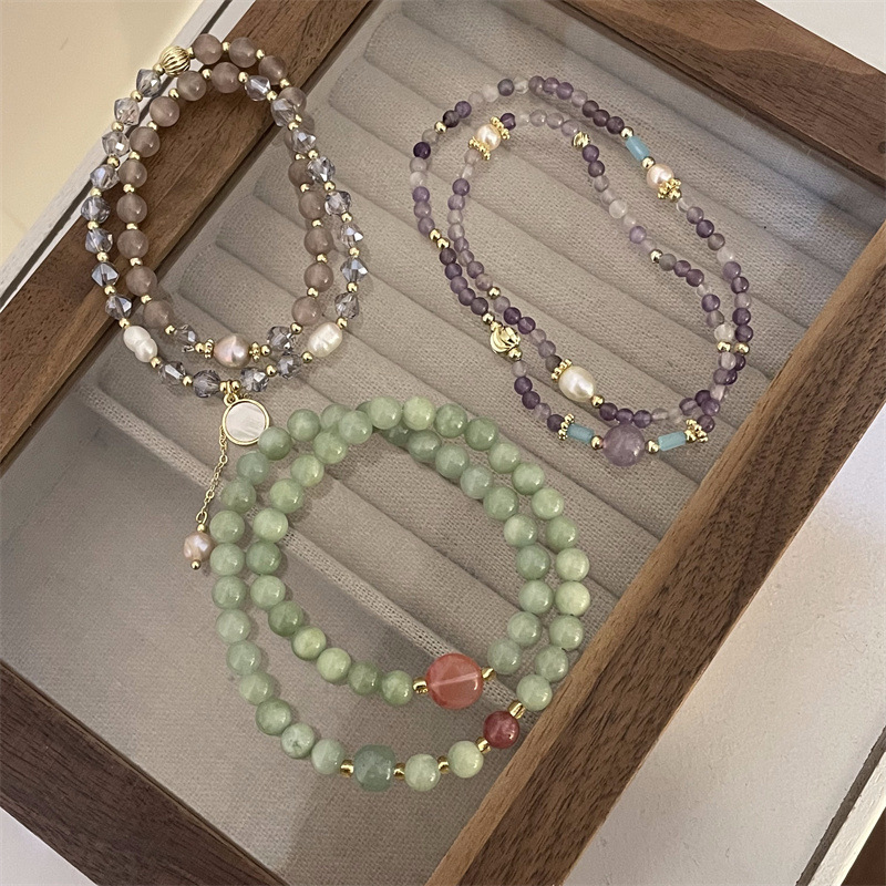 Sweet Geometric Color Block Freshwater Pearl Opal Glass Beaded Women's Bracelets display picture 1