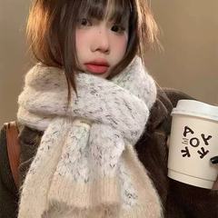 2025新款韩系氛围感含羊毛针织围巾女冬季高级感保暖围脖百搭披肩