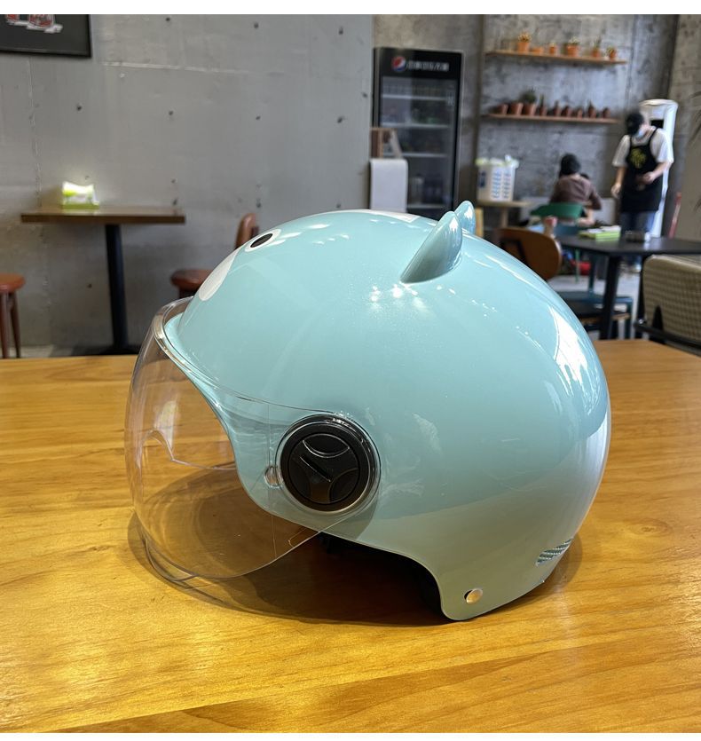Electric Motorcycle Kids Helmet B Type Cute Ears Summer Half Helmet