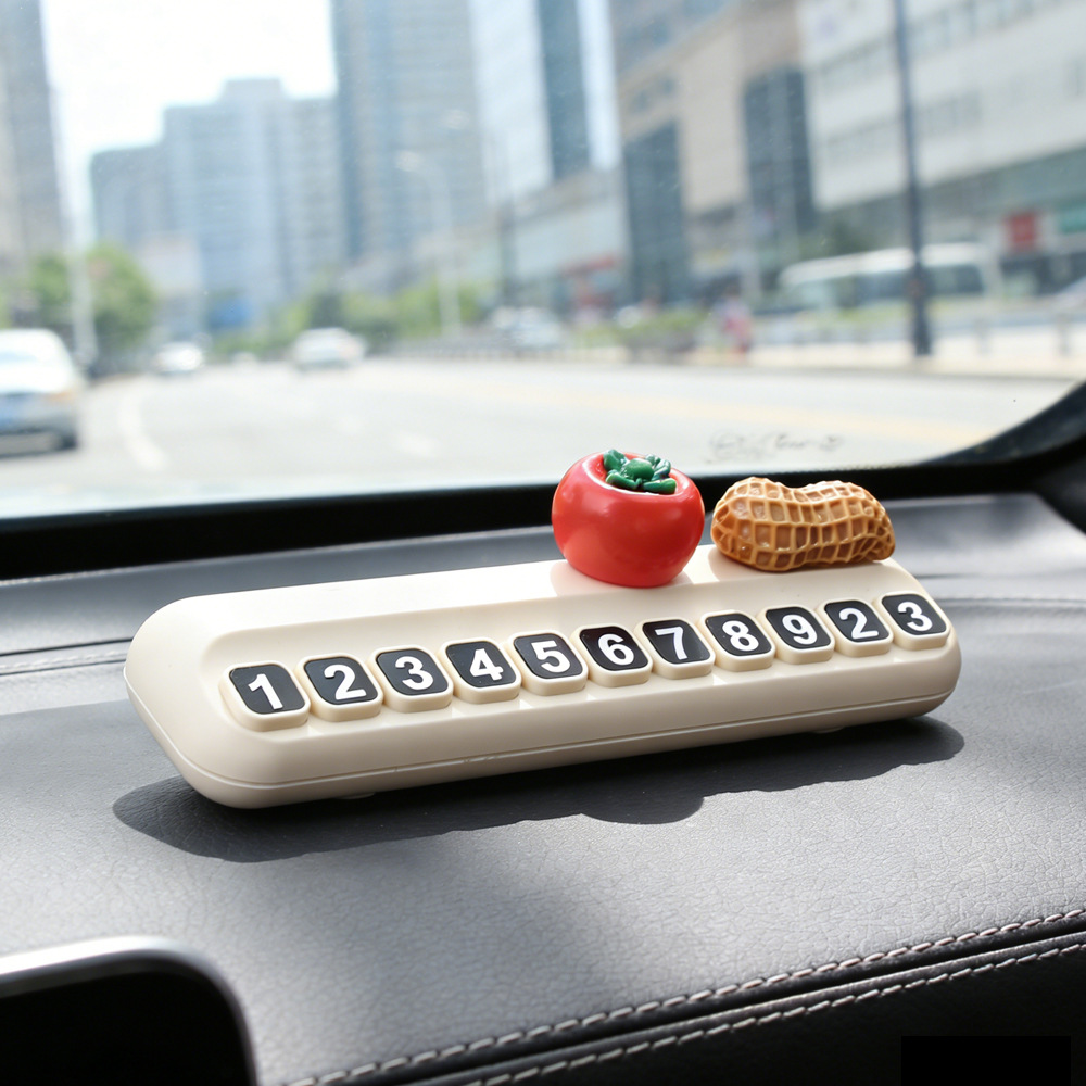 Tarjeta telefónica de movimiento de automóviles, tarjeta de estacionamiento temporal de frutas de litchi, adornos creativos de automóviles