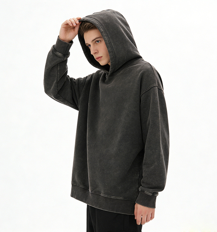 Sweat à capuche vintage washed batik pour homme coupe large_voghion.com