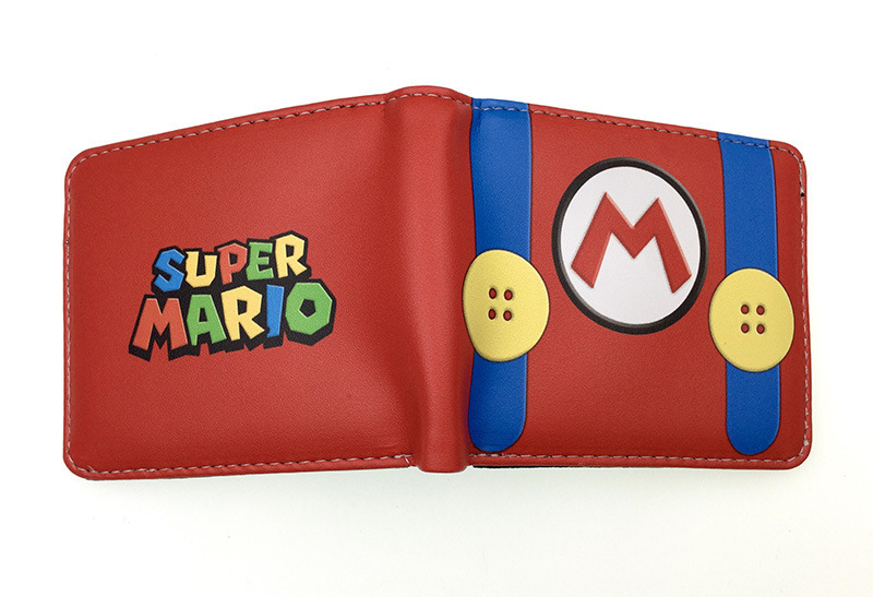 Nuevo Super Mary cartera corta Super Mario estudiante unisex pu cuero Snap cartera