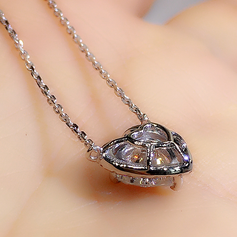 Copper Material Heart Shape Pattern Copper Elegant Lady Simple Style Inlay Heart Shape Zircon Pendant Necklace
